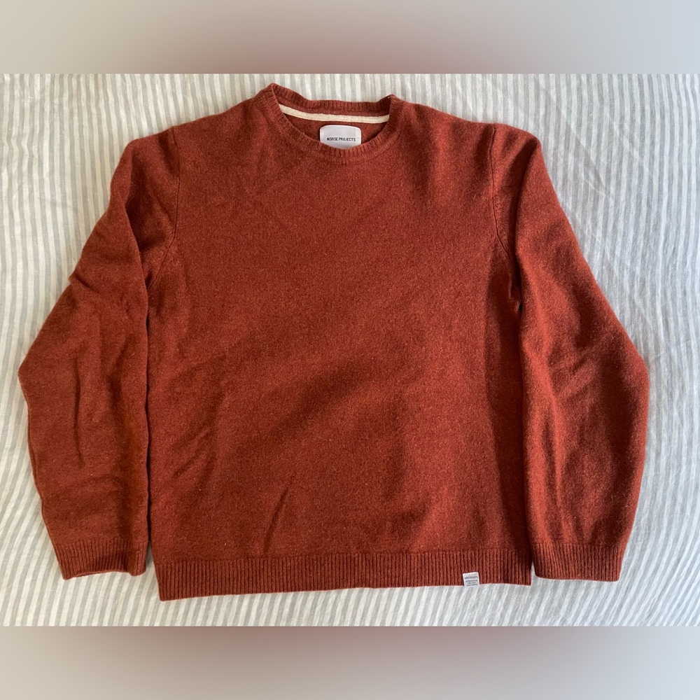 Norse Projects 100% Lambswool Men's Brick Red Crewneck Sweater